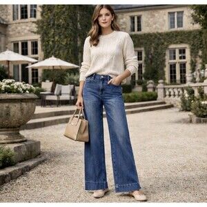 Kut from the Kloth Mid Rise Goldie Super Flare Jeans Size 14